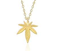 Small Cute Hip Hop Gold Plated Men Fashion Plant Weed Leaf Pendant Necklace for Men and Women (Color 1)