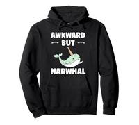Small Cute Simple Minimalist Sea Unicorn ankward Narwhal Felpa con Cappuccio