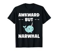 Small Cute Simple Minimalist Sea Unicorn ankward Narwhal Maglietta