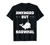 Small Cute Simple Minimalist Sea Unicorn ankward Narwhal Maglietta