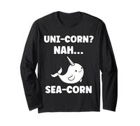 Small Cute Simple Minimalist Sea Unicorn Narwhal Maglia a Manica