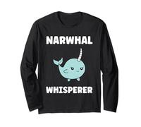 Small Cute Simple Minimalist Sea Unicorn Whisperer Narwhal Maglia a Manica