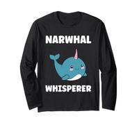 Small Cute Simple Minimalist Sea Unicorn Whisperer Narwhal Maglia a Manica