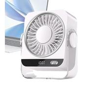 Small Desk Fan - Battery Powered Mini Air Cooler, LED Display Personal Fan, 5 Level Wind Control Cooling System, Compact Silent Ventilation | For Classroom, Living Room, Kitchen, Outdoor Camping,
