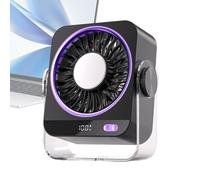 Small Desk Fan - Rechargeable Portable Cooling Fan, Digital Display Air Circulator, 5 Speed Adjustable Table Quiet USB Desktop Breeze Device | For Home, Office, Study Room, Bedroom, Dorm, Travel Use