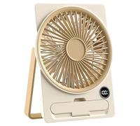 Small Desk Fan - Rechargeable Portable Desktop Cooler, Slim Card Design Quiet Air Circulator, LCD Display Cooling Tool, Lightweight Personal | Mini For Students Teens Adults Boys Girls Home Office