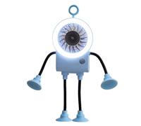 Small Desk Fan - Rechargeable Robot Shape Personal Cooler with LED Light,Portable Fan with Suction Cups | for Home Kitchen Bedroom Dorm Outdoor Beach Picnic Travel Camping