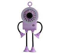 Small Desk Fan,Rechargeable Robot Shape Personal Cooler with LED Light - Portable Fan with Suction Cups | for Home Kitchen Bedroom Dorm Outdoor Beach Picnic Travel Camping