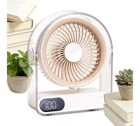 Small Desk Fan | USB Rechargeable 5 Speeds Digital Display | Portable Mini