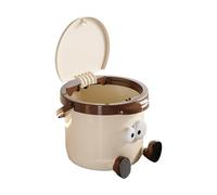 Small Desk Trash Can - 18.7x17.5x13.2cm Lidded Cute Space Saving | Counter Top Trash Can Mini Waste Bin | Portable Desktop Trashes Cans For Home Office Dorm Car Living Room Kitchen Bedroom Bathroom