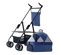 Small Dog Pram Pet Stroller for Cats/dogs, Separable Dog Strollers for Small Medium Dogs within 20kg, Pet Gear Dog Prams Pushchairs with Adjustable Awning, Zipperless Entry(Blue a)