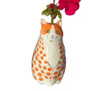 Small Dots Cat Vase, Resin Flower Bud Holder, Adorable Table Decoration, Hand-Painted Artistic Design, Compact & Lightweight, Home, Bookshelf, and Cat Lover Gift