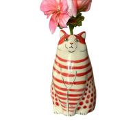 Small Dots Cat Vase, Resin Flower Bud Holder, Adorable Table Decoration, Hand-Painted Artistic Design, Compact & Lightweight, Home, Bookshelf, and Cat Lover Gift