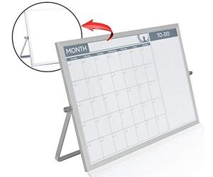 Small Double Sided White Board Calendar - Mini Portable Desktop Dry Erase Board with Stand & Small Monthly Calendar Whiteboard Planner with Reversible to Do List - 10" x 14" - Desk, Office, and Home