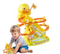 Small Duck Climbing Toy - 27.5x23x14.5cm ABS Build Flashing Lights Music Roller Coaster Design Interactive Playset | Kids Hand-Eye Coordination Development Parent-Child Activity Fun Entertainment