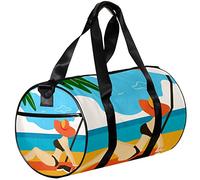Small Duffel Bags Sports Tote Bag for Yoga,cartoon girl beach sea,Outdoor Fitness Bags Carry on Bag