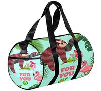 Small Duffel Bags Sports Tote Bag for Yoga,Cartoon sloth loves flamingo,Outdoor Fitness Bags Carry on Bag
