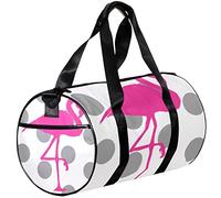 Small Duffel Bags Sports Tote Bag for Yoga,grey dots pink flamingo,Outdoor Fitness Bags Carry on Bag