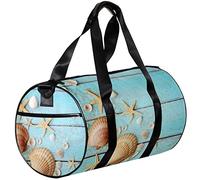 Small Duffel Bags Sports Tote Bag for Yoga,seashell starfish and wooden board,Outdoor Fitness Bags Carry on Bag