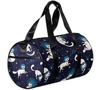 Small Duffel Bags Sports Tote Bag for Yoga,Space Galaxy and Cats,Outdoor Fitness Bags Carry on Bag
