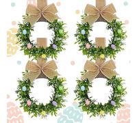 Small Easter Wreath,Easter Egg Kitchen Mini Wreath,Artificial Spring Wreaths with Colorful Eggs Flowers for Front Door, Spring -Green Decor for Home, Farmhouse (4pcs)