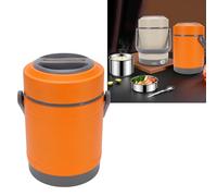 Small Electric Lunch Box, Portable 1.6L Stainless Steel Food Warmer Multifunctional Heating Lunch Box for Office Travel Dorm Mini Electric Lunch Box Food Warmer (Orange)