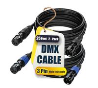 SMALL-EYE Cavo DMX da 7,6 m, confezione da 2 - 3 pin multicolore codificati cavi per controller professionali DMX512 per illuminazione da palco