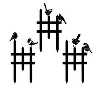 Small Fence For Garden - Iron, 3 Piece Bird Design Stake Border | Rustic Plant Edging Barrier Decor For Backyard, Lawn, Patio, Deck, Porch, Balcony, Landscape