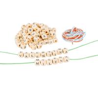 small foot 10713 Letter cubes made of natural wood for threading, different colo