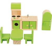 Small Foot 10873 Wooden Furniture Dollhouse, incl. Fridge, Kitchen Unit, Table a