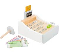 Small Foot 11099 Wooden Register, incl. Scanner, Reader, Play Credit Cards, Trai