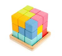 Small Foot-11346 Puzzle con cubi 3D Small Foot, Composto da 7 Parti a Forma di Tetris, Gioco di logica dai 5 Anni in Poi Giocattoli, Multicolore, 11346