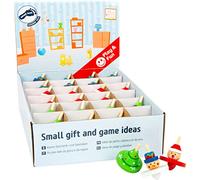 Small Foot 11471 Espositore trottole in Legno di Natale, Set da 12 Pezzi, Ogni trottola Alta ca. 6cm, Ø ca. 4 cm.