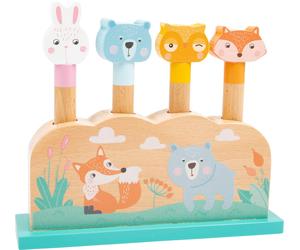 Small Foot 11474 Silly Wooden, 4 cute animals jump joyfully in The air when pres