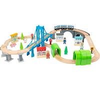 Small Foot 11492 Wooden Toy Train Building, Made of Wood, with Suspension Bridge