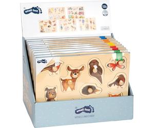 Small Foot 11504 Espositore da bancone con Puzzle in Legno con Motivi Diversi, a Partire dai 12 Mesi