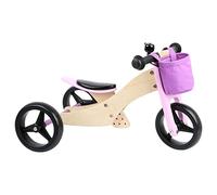 Small Foot 11612 Trike 2 in 1 Rosa aus Holz, Drei Laufrad, mit verstellbarem Sitz und gummierten Reifen Giocattoli, Colore