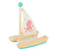 Small Foot 11656 catamarano Polipo in Legno, Giocattolo Acquatico da Bagno, per Bambini dai 24 Mesi Toys, Colore Blu