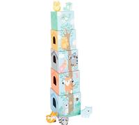 Small Foot 11721 Dadi da accatastare Pastello, in Legno, con raffigurazioni di Animali, a Partire dai 12 Mesi Toys, Colore Blu, Verde