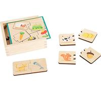 Small Foot 11731 Puzzle Nutrire Gli Animali, Gioco di motricità e didattico in Legno, 3 in 1 Toys, Multicolore