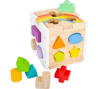 Small Foot 11777 Dado ad Incastro Arcobaleno, 13 Elementi da incastrare in Legno di Forme Diverse, dai 12 Mesi in su