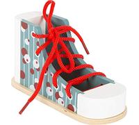 small foot 11887 Wooden Threading Shoe, playfully practise lacing and tying shoe