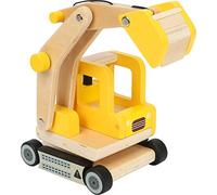 Small Foot 12010 - Escavatore a pala in legno certificato FSC 100%, braccio mobile per escavatore, girevole a 360°, giocattolo, multicolore