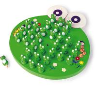 small foot 1876 wooden solitaire game "Frogs", parlour game with 33 frog figures