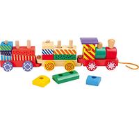 Small Foot Zug aus Holz, 13 Bunte Holzbausteine und eine Lokomotive mit Zwei Wag