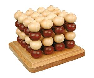 small foot 4462 Tic Tac Toe punta di legno in 3D, gioco da tavolo strategico su più livelli per due persone, da 5 anni in poi