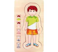 small foot 5842 wooden puzzle anatomy boy, skeleton, muscles, bloodstream and in