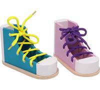 small foot 6475 Set of 2 wooden shoes for threading and tying, including matchin