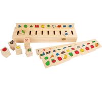 small foot 6494 wooden image sorting box, with 50 symbol plates, trains the reco
