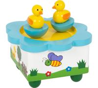 small foot 7489 musical box dancing ducks made of wood, with colorful ducks danc